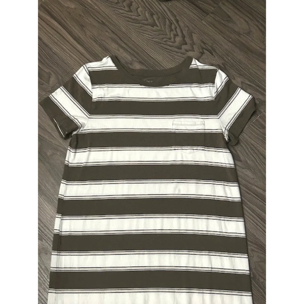 LOFT Beach Womens Brown Striped Short Sleeve Pocket T-Shirt Dress Size Medium - Picture 13 of 13